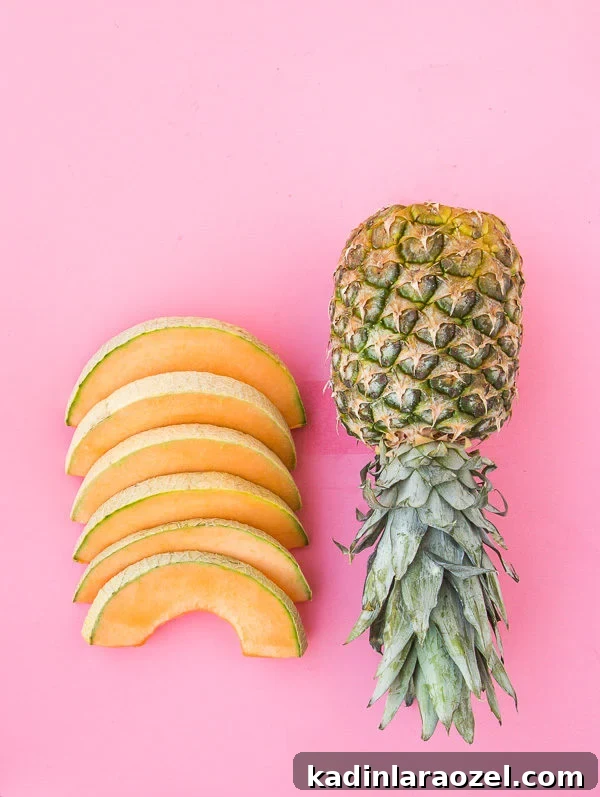Behind the Scenes: Fruit Stacks, Dirt Spills, Breakfast Tacos & Hopper the Cat 9 Cantaloupe + pineapple