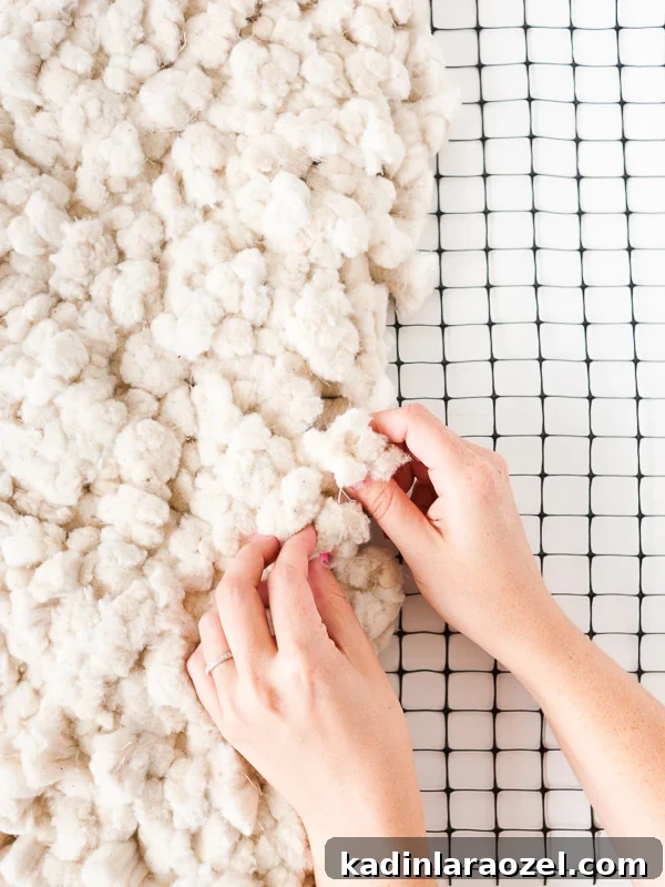 Close-up of large-scale DIY rug