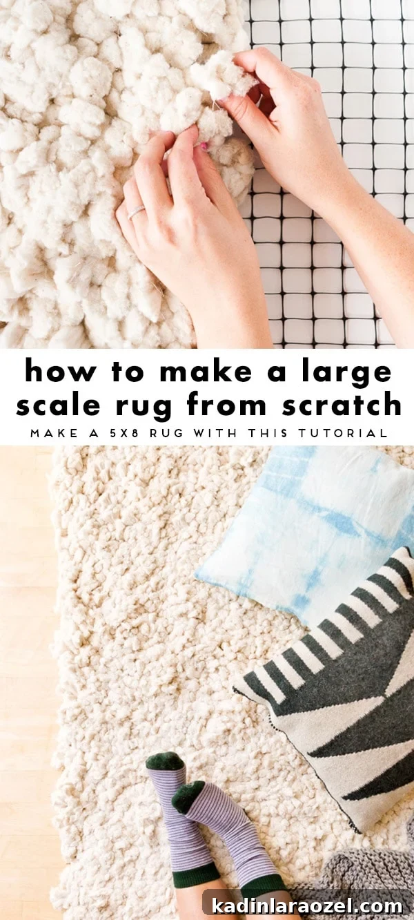 DIY rug tutorial close-up