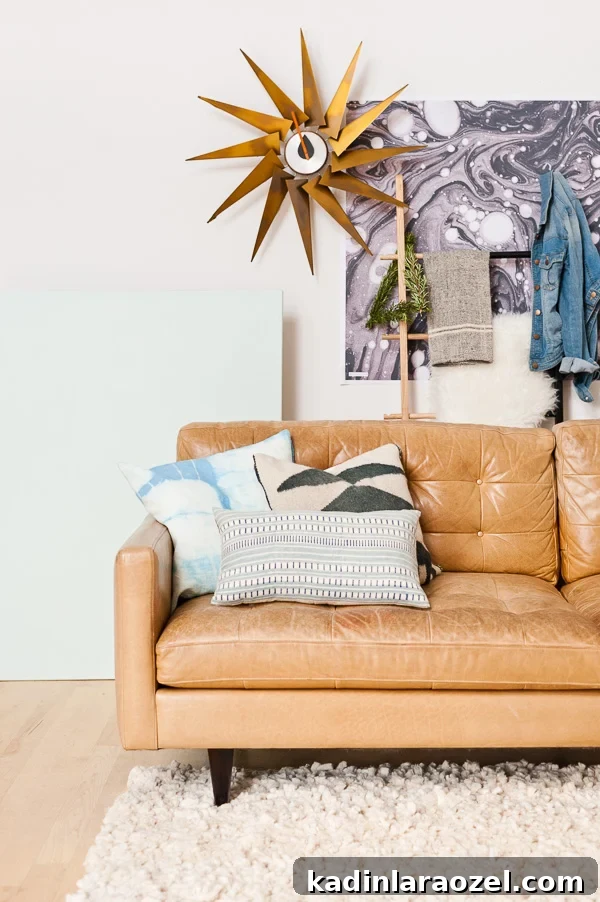 Cozy minimal living room with DIY rug