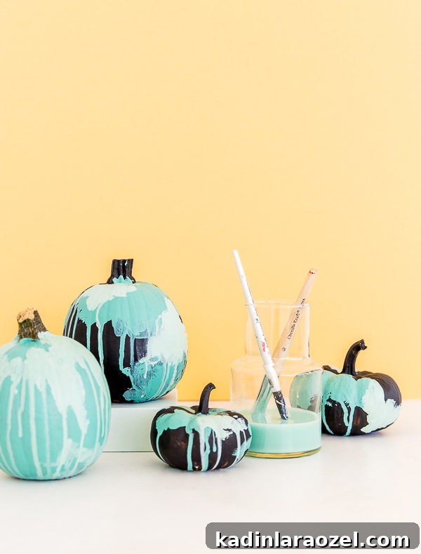 DIY Watercolor No-Carve Pumpkins for Halloween Decorations 2 Watercolor Pumpkins
