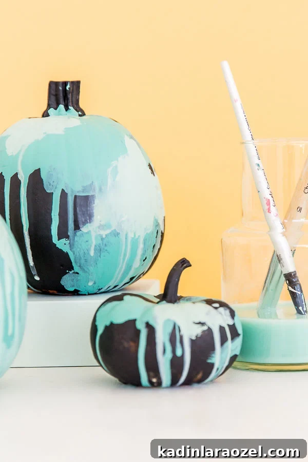 DIY Watercolor No-Carve Pumpkins for Halloween Decorations 6 No-Carve Watercolor Pumpkins for Halloween