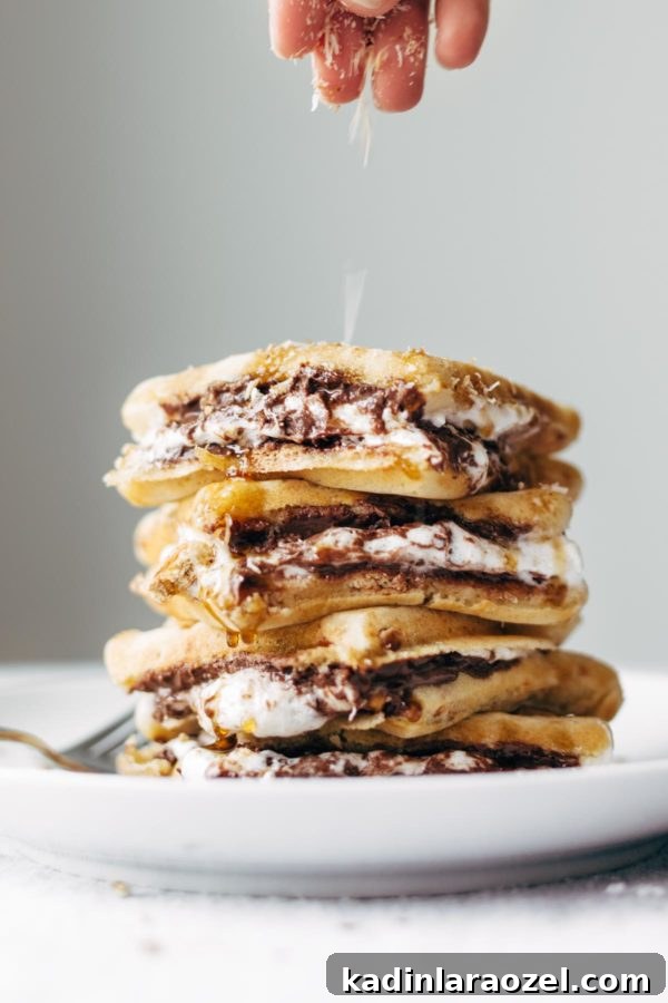 stuffed nutella waffles