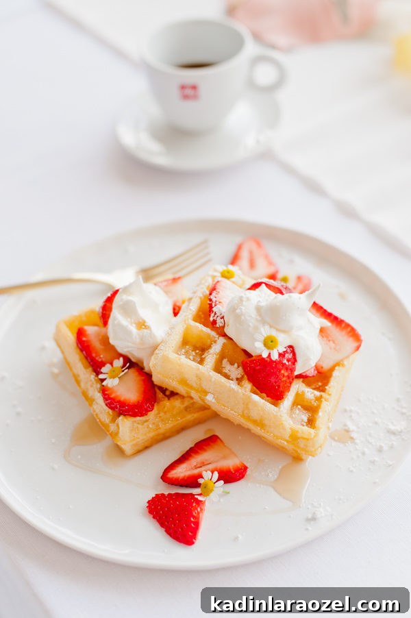 strawberry and chamomile waffles