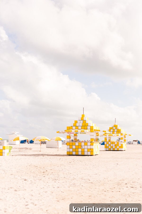 72 Hours in Miami: A 3-Day Itinerary for Food, Beaches & Nightlife 4 Yellow and white checkered lemonade stand on Miami beach