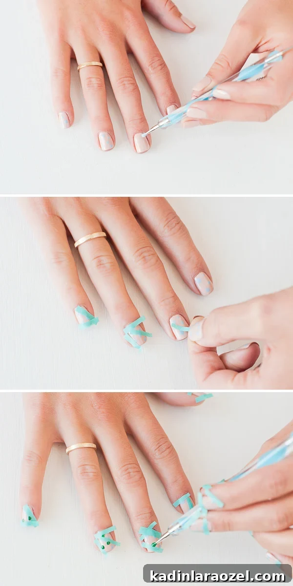 DIY Color-Blocked Polka Dot Nail Art Tutorial 3 Color Blocked Polka Dot Nails