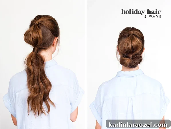 Simple Holiday Hair Two Ways in 10 Minutes #holidayhair #hairtutorial #holidaybeauty #updo