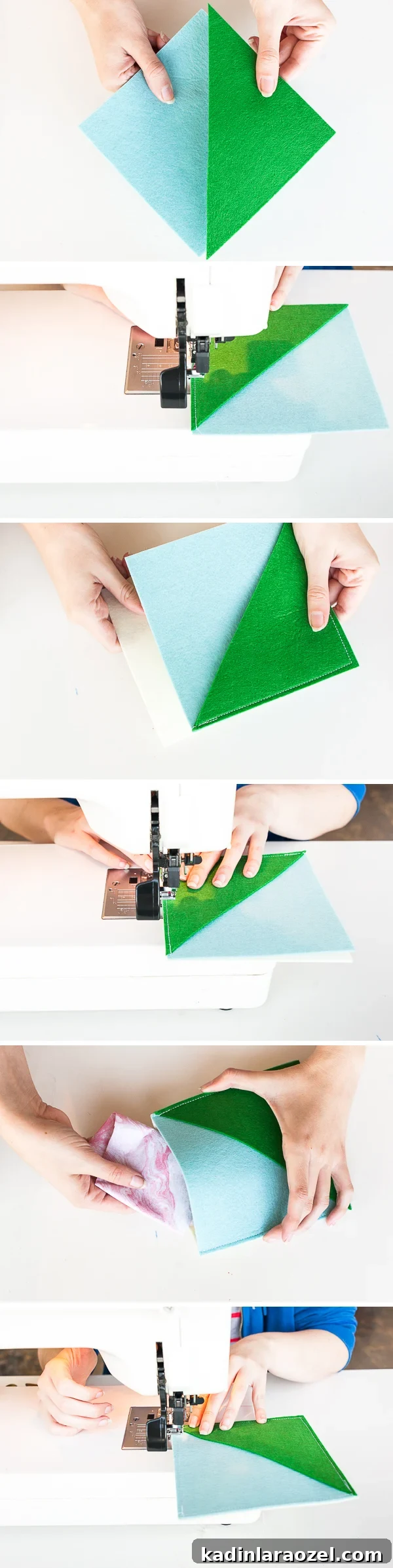 Color-Blocked Felt Gift Pouches: Sewn DIY Wrapping Ideas 3 How to Make Color Blocked Sewn Felt Pouches for Presents. #diy #tutorial #holiday #christmas #christmaspresents #wrapping #felt #giftwrap #colorblocked #pink #geometric