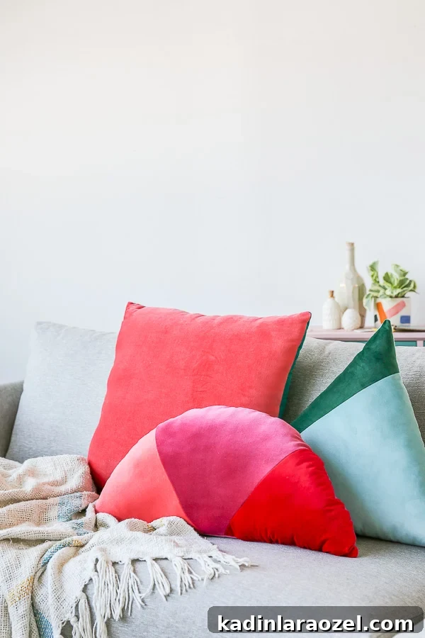 Make Velvet Geometric Color-Block Throw Pillows: Step-by-Step Guide 11 How to Make Velvet, Geometric Color Blocked Pillows