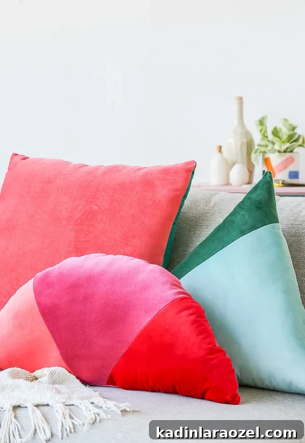 Make Velvet Geometric Color-Block Throw Pillows: Step-by-Step Guide 3 How to Make Velvet, Geometric Color Blocked Pillows