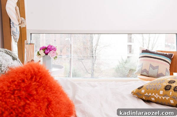 Picture window in guest bedroom