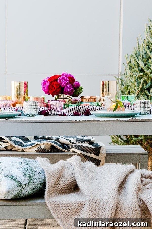 An outdoor winter party on the roof