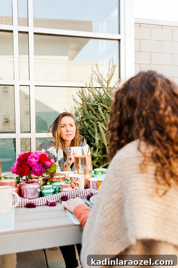 An outdoor winter party on the roof