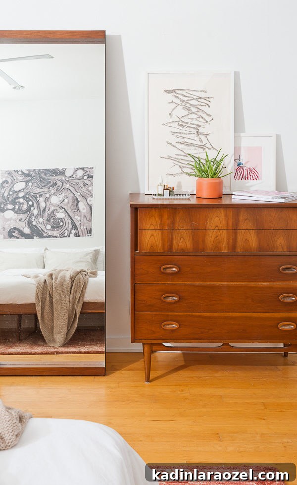 Mid-Century Master Bedroom Makeover: Simple Timeless Design Ideas 8 Vintage dresser in the bedroom