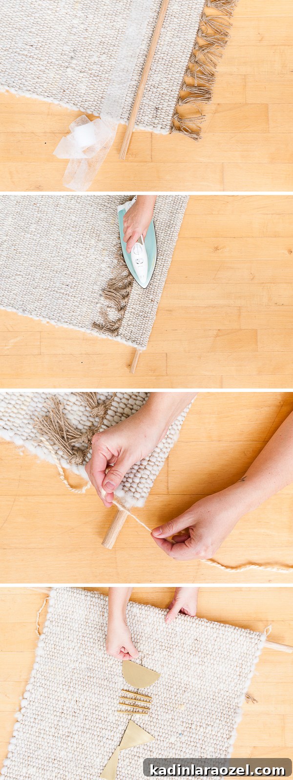 5 Minute DIY // Turn a 2x3 Rug into a Hanging Weaving