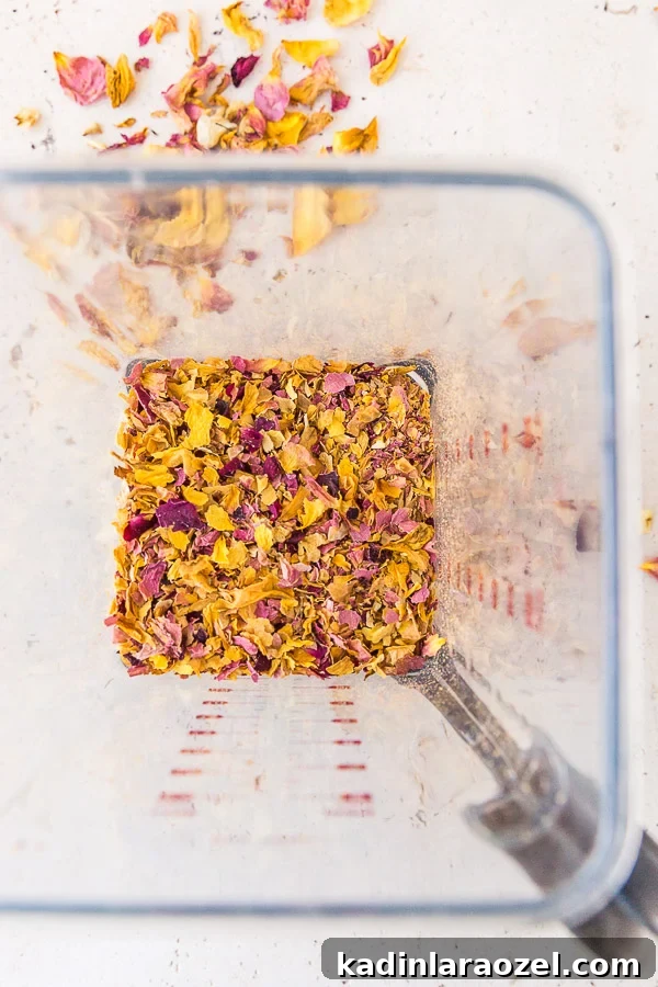 How to Dry Rose Petals and Make Rose Petal Bath Salts 8 Dried rose petals, blended up to make flower confetti