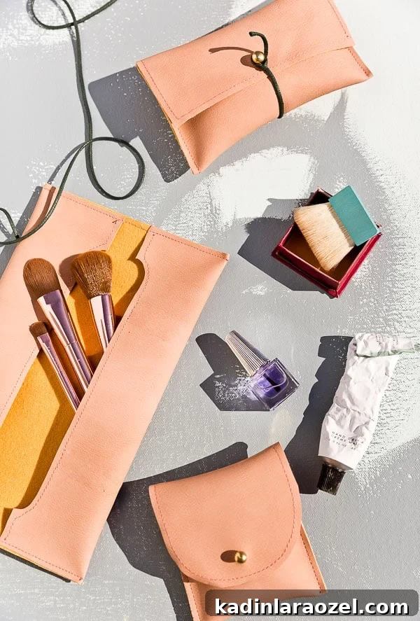 49 Clever DIY Home Organization Ideas to Maximize Space 15 Simple leather pouches that store makeup brushes and keep other small items organized.