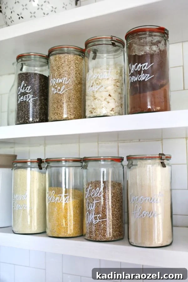 49 Clever DIY Home Organization Ideas to Maximize Space 27 Pantry organization displaying spices and kitchen staples on floating shelves.