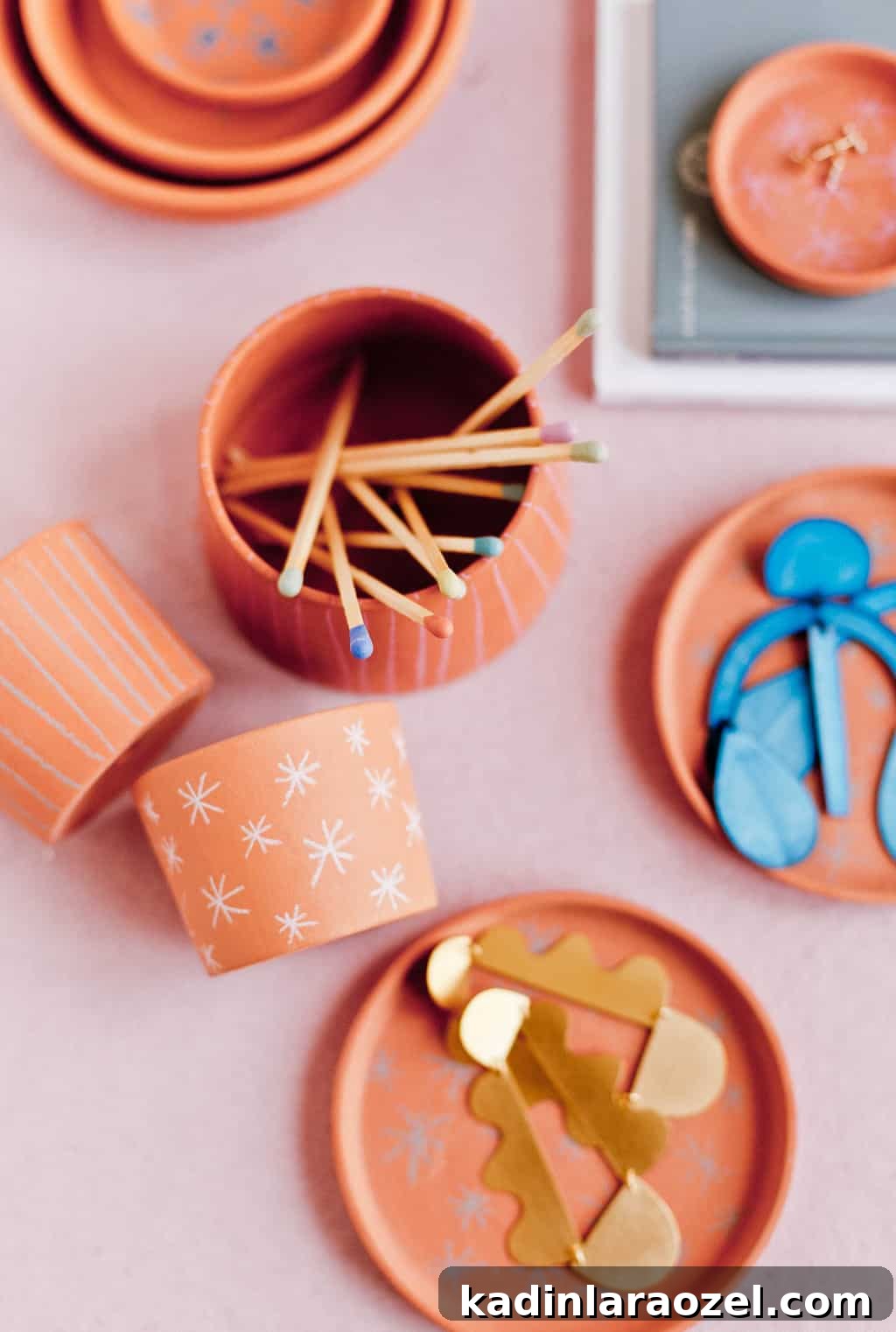 49 Clever DIY Home Organization Ideas to Maximize Space 40 Terracotta jewelry dish and vases holding cool statement jewelry.
