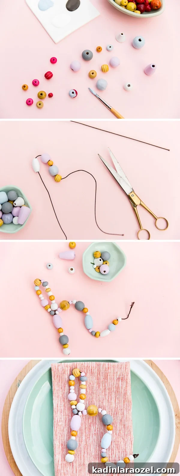Beaded Monogram Place Settings: DIY Dinner Party Tutorial 3 Try this unique place setting DIY with some wire and painted pastel beads.