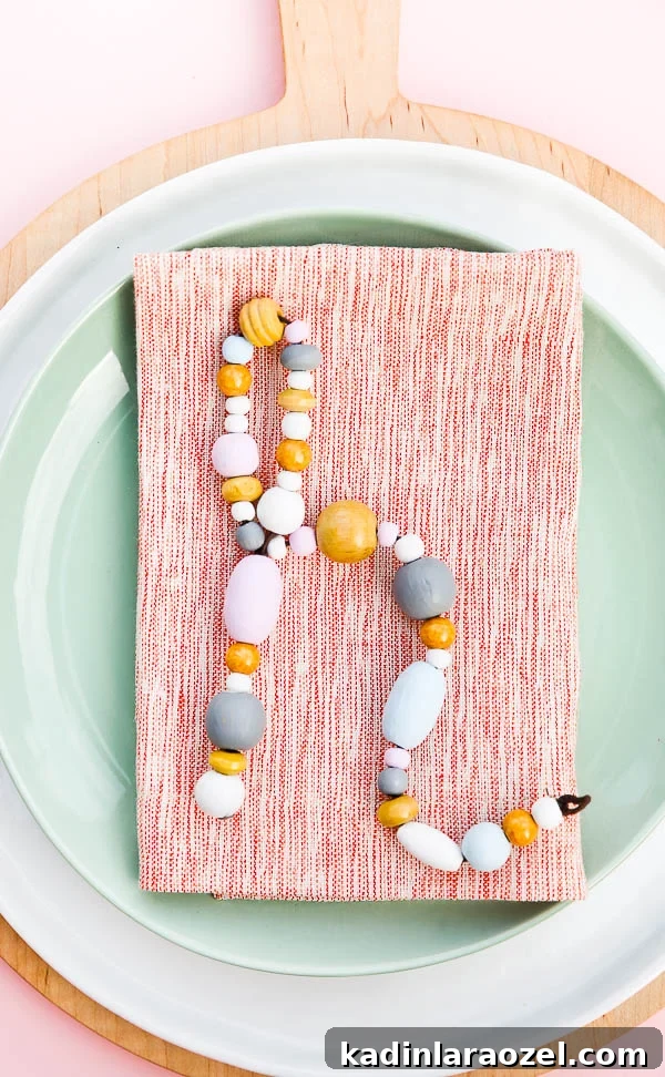 Beaded Monogram Place Settings: DIY Dinner Party Tutorial 6 Unique Place Setting DIY Using Wooden Beads