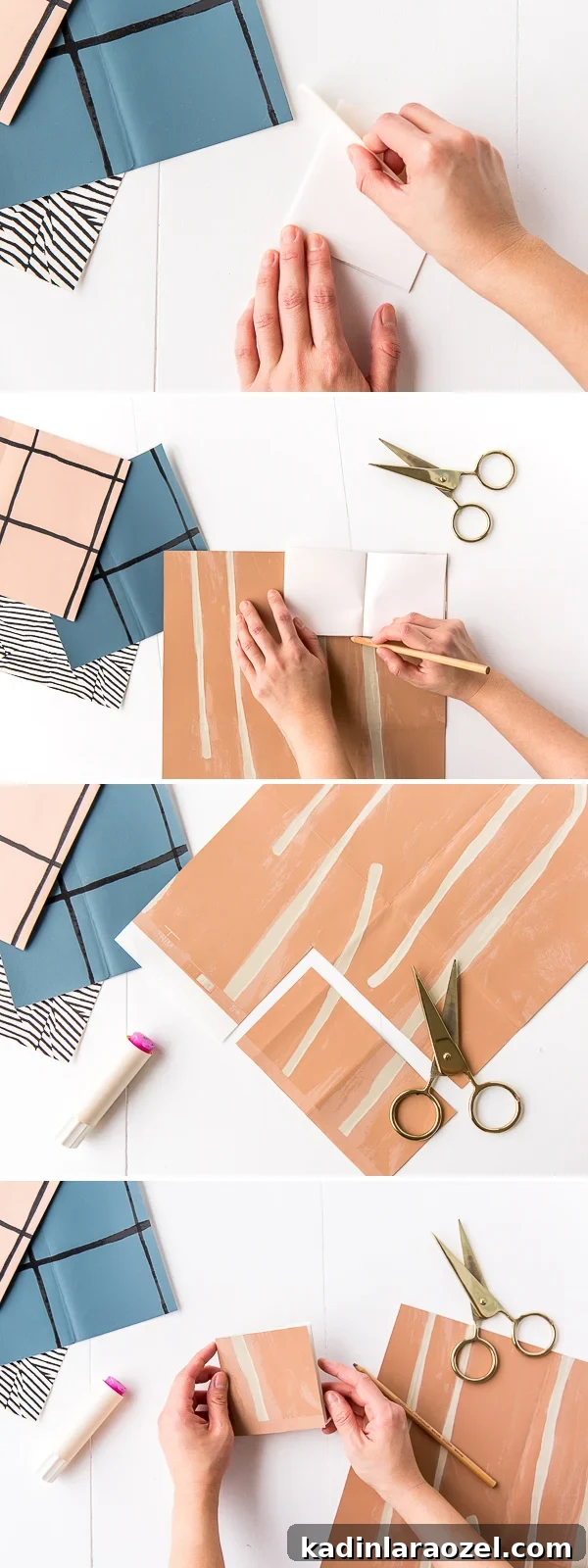 DIY Notebooks in 5 Minutes: Two Simple Paper-Binding Methods 4 Step photos that show how to make DIY notebooks in 5 minutes