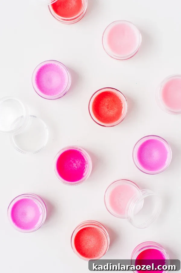 49 Creative DIY Valentine Gift Ideas for Loved Ones 24 various shades of pink lim balm in small circular containers