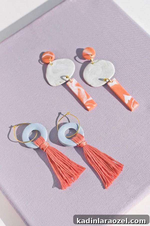49 Creative DIY Valentine Gift Ideas for Loved Ones 26 polymer clay earrings in pastel shades laid out next to each other on flat surface