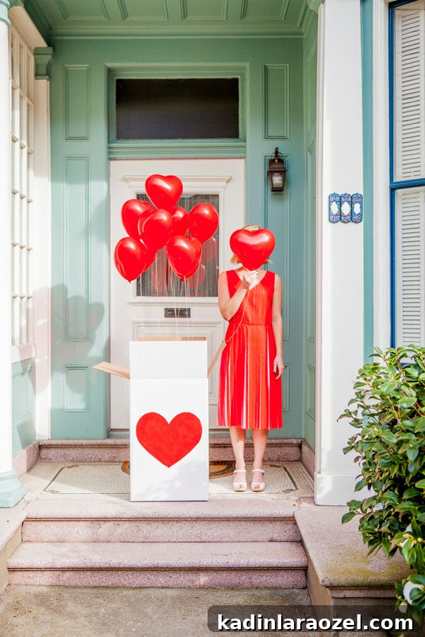 49 Creative DIY Valentine Gift Ideas for Loved Ones 29 Red heart balloons for a Valentine's Day party in a box