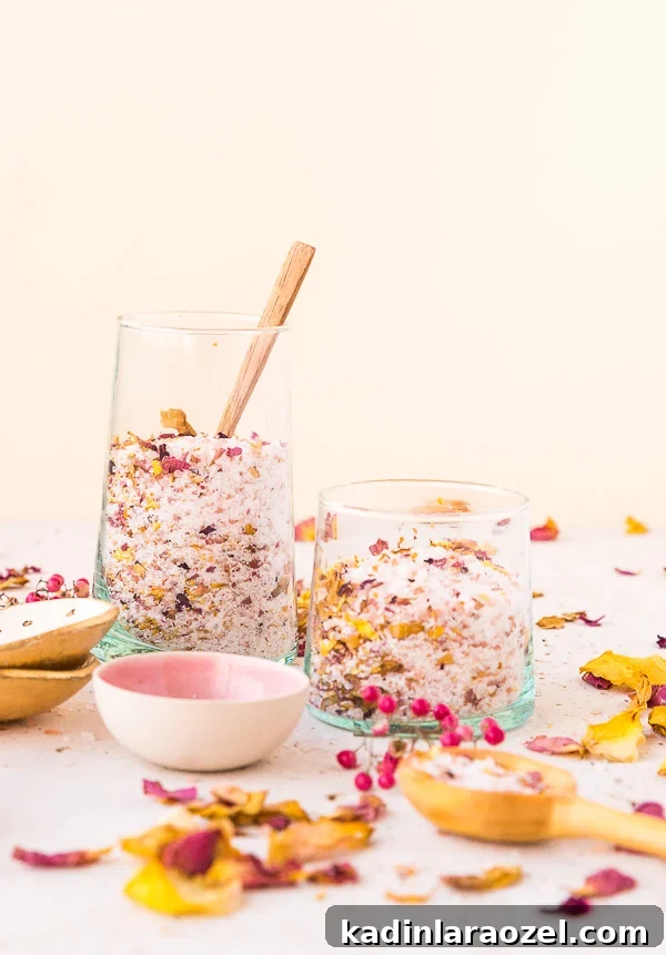 49 Creative DIY Valentine Gift Ideas for Loved Ones 32 dried flower bath salts in glass containers