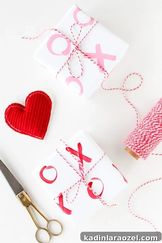 49 Creative DIY Valentine Gift Ideas for Loved Ones 35 painted valentines wrapping paper with X and O