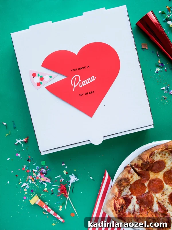 49 Creative DIY Valentine Gift Ideas for Loved Ones 37 pizza box for valentine's day with heart on it, green background