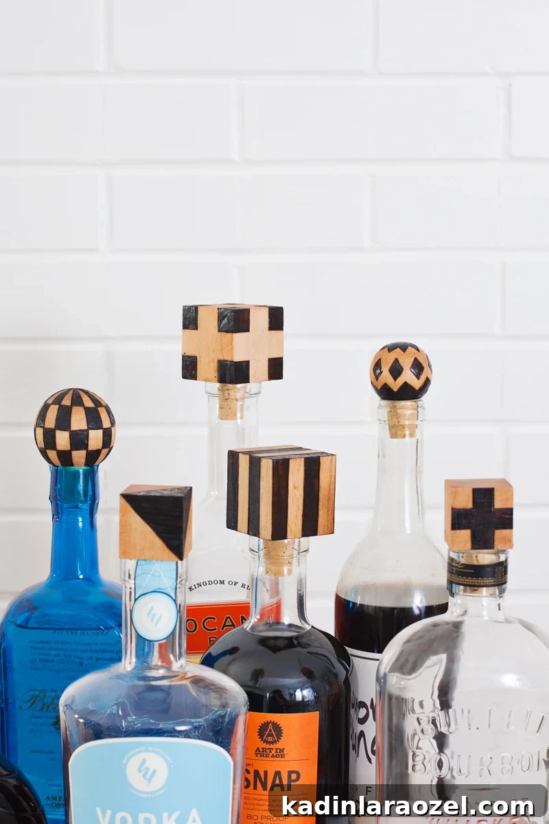 49 Creative DIY Valentine Gift Ideas for Loved Ones 39 geometric wood bottle stoppers