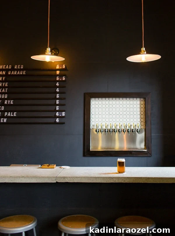 Moody lighting at an in-town brewery