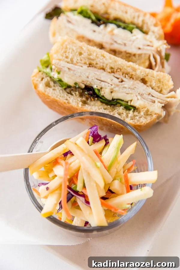 This sweet and crunchy apple coleslaw recipe would be a great snack for kids lunches or a side dish at dinner.
