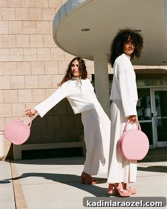 Blush leather circle bag from Mansur Gavriel