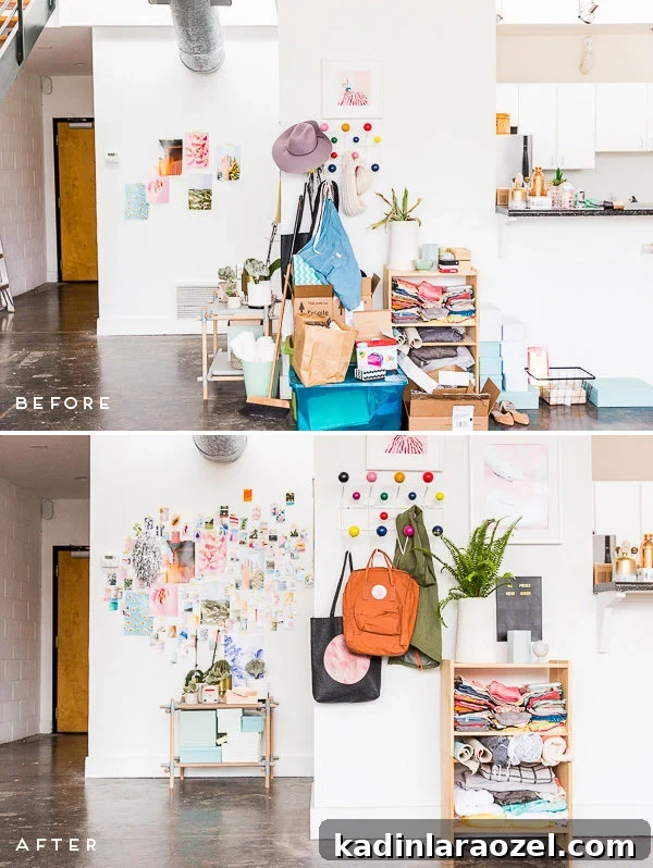 Studio Refresh: Quick Entryway Mini Makeover Ideas 3 Before and After Entryway Makeover