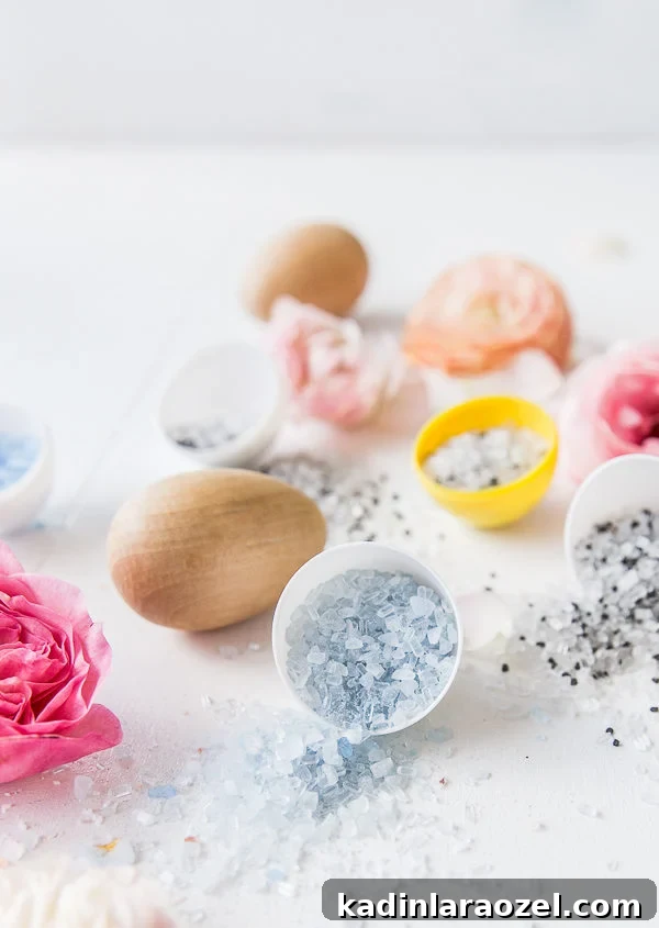 Make Your Own Easter Bath Bombs: Simple Step-by-Step Guide 3 Easter eggs and bath salts inside plastic Easter eggs in pastel colors