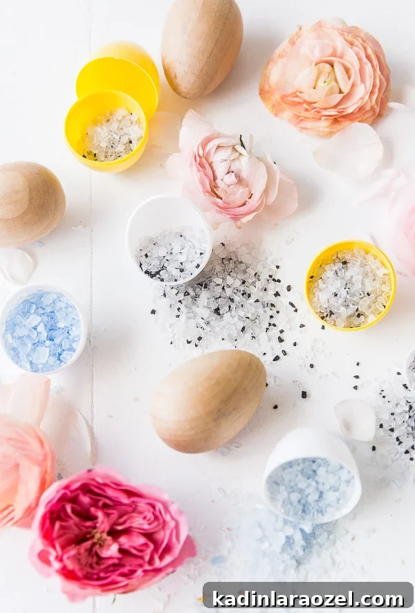Make Your Own Easter Bath Bombs: Simple Step-by-Step Guide 6 Plastic pastel Easter eggs with bath salts inside and wooden Easter eggs on table