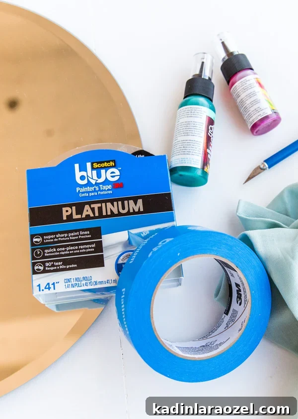 Materials needed to make a mirror colorful: supplies for color blocked mirror DIY