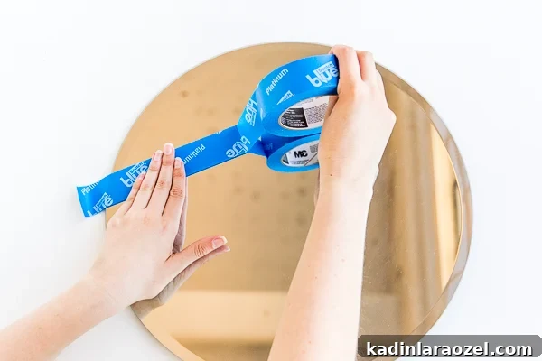 Tape off mirror for color blocked DIY