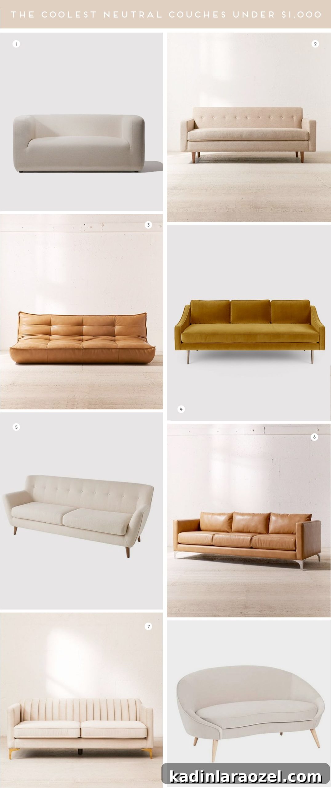 Stylish Modern Sofas Under $1,000: 16 Top Picks for Your Living Room 3 A roundup of the most stylish, modern sofas and coolest couches under $1,000. All neutral colors as well.