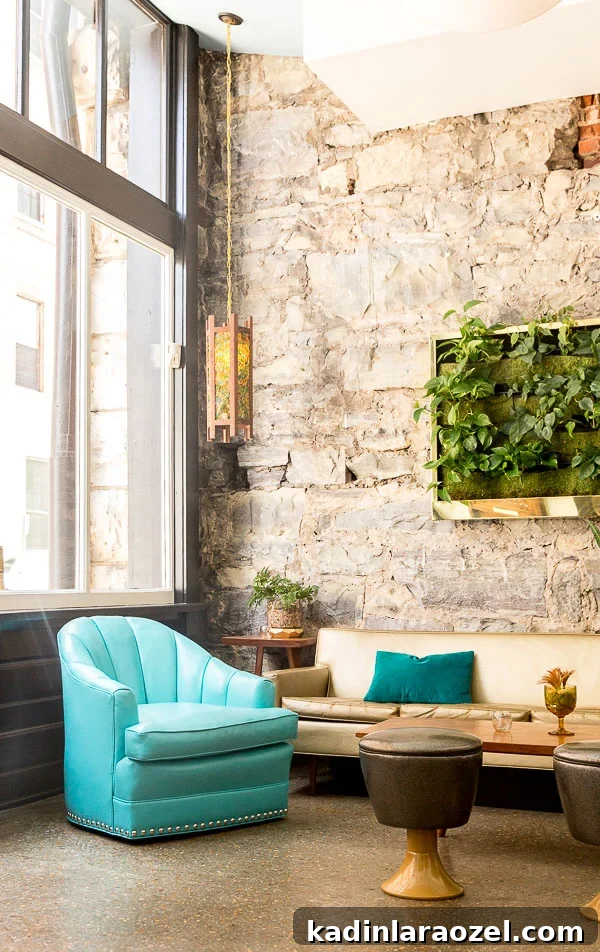 Mid-century inspired interior at The Dwell Hotel