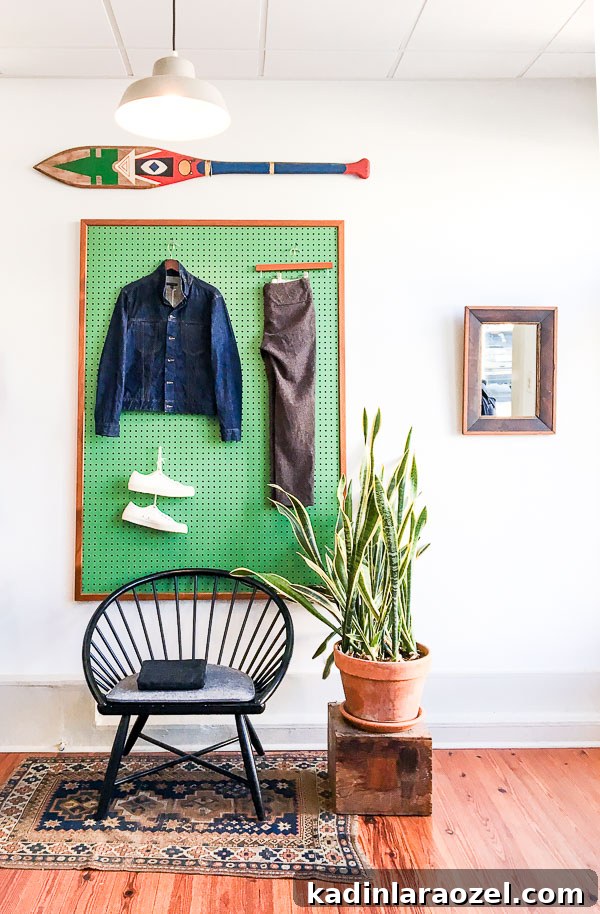 11 Creative DIY Travel Finds to Inspire Your Next Project 4 Painted pegboard for displaying clothing