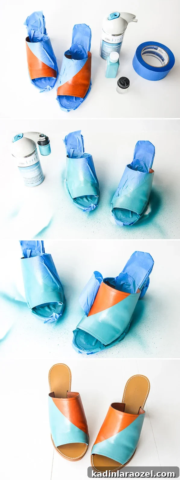 DIY Color Blocked Leather Mules