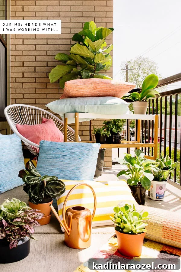 Tiny Balcony Makeover: Before and After Transformation Revealed 3 A colorful balcony makoever