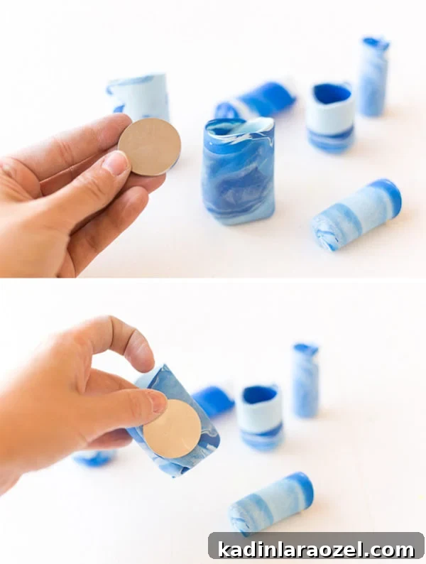 DIY Marble Mini Vases: Simple Steps to Create Petite Decorative Vases 3 Add magnets to marbled clay vases for the fridge.