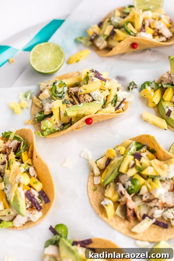 Try this recipe for pineapple mango chicken tacos.