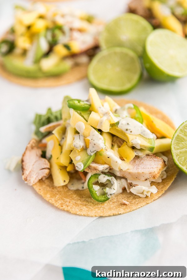 Try this recipe for pineapple mango chicken tacos.