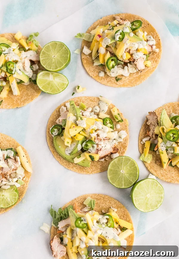 Try this recipe for pineapple mango chicken tacos.